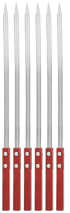 RJGFDSAPO Brochetas para Kebab, Brochetas Kebab 6 Piezas Acero Inoxidable Mango Madera Plata 40/50/60cm(40cm)