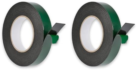 ZPLASK 2Pcs Green Foam Number Plate Tape, Powerful Double Sided Tape, Waterproof Adhesive Tape, for Car Trims Number Plates LED Strips Home Decoration (Total Length: 10m/393.7inch)