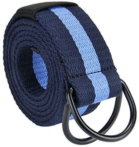 Faleto Herren Damen Gürtel Gestreift Stoffgürtel mit Doppel D-ringe Schnalle Leinwand Canvas Jeansgürtel Belts 130cm+Original Geschenkbox Fit Taillen 108-115cm