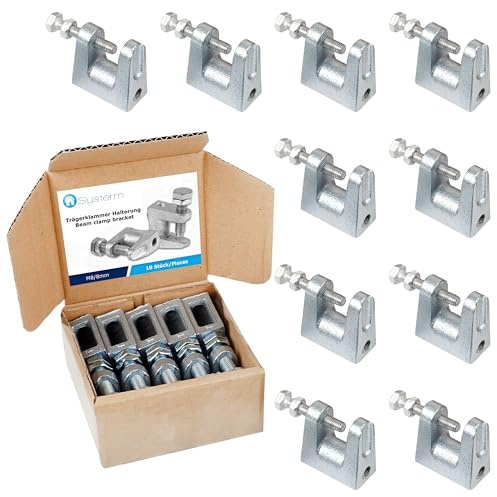 SYSTERM Trägerklammer Halterung aus verzinktem Stahl für Lüftung und andere Systeme. M6 (6mm), M8 (8mm), M10 (10mm). Set von 10 Stück. (Schraubengröße M8-8mm)