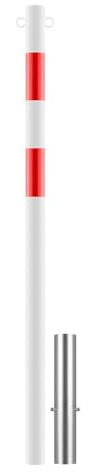 ROBUSTO Kettenpfosten, r/w, zum Herausnehmen, Stahl, Ø 6 cm, 140 cm, Art.-Nr. 37188 | Absperrpfosten | Absperrpoller | Stahlrohrpoller