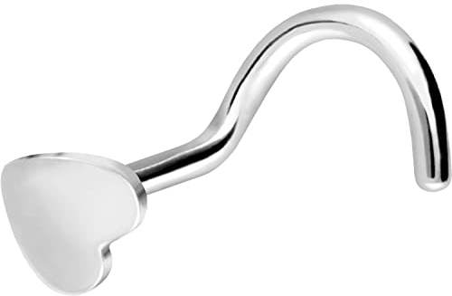 PIERCINGLINE Chirurgenstahl Nasenpiercing Spirale | Herz | Piercing Nase Stecker | Farbauswahl