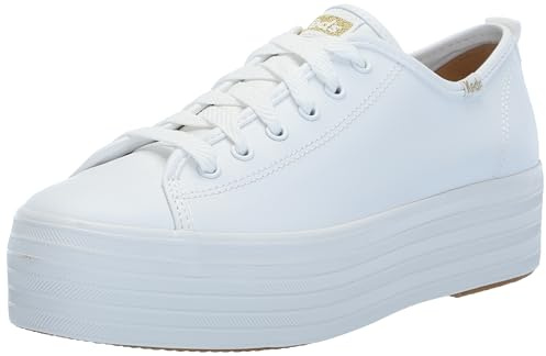 Keds Triple Up Leather, Sneaker Womens, White Leather, 8.5 Medium