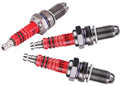 Keenso Motorrad Zündkerze, 3 Stück Zündkerze D8TC 3 Elektrode Zündkerze für CG 125 150 CF250 Motorrad Roller ATV Quads Zündkerzen