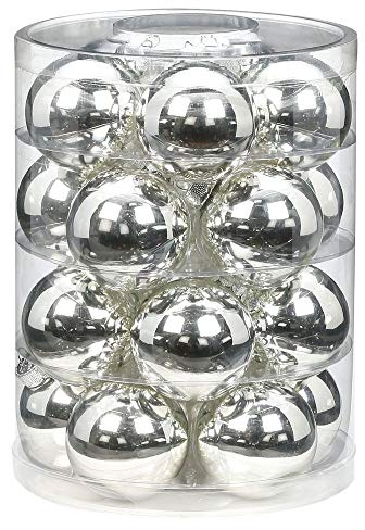 MAGIC Weihnachtskugeln Glas 6cm 20 STK. Christbaumkugeln Farbe: Silber Glanz