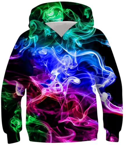 Fanient barn pojke flicka huvtröjor 3D-tryck levande djur tecknad grafik sweatshirt väska pullover huvtröja för 6–16 år, A1, 8-10 år
