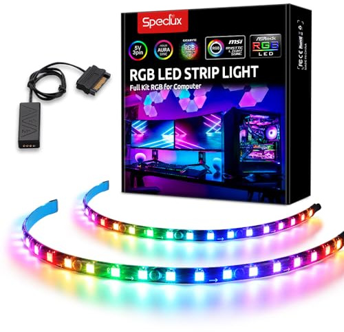 Speclux Adressierbarer IC LED Streifen ws2812b LED Strip Magnetisch PC Beleuchtung Innenbeleuchtung, 5V 3-Pin-ADD, Kompatibel mit Asus Aura, Asrock-LED, Gigabyte-Fusion