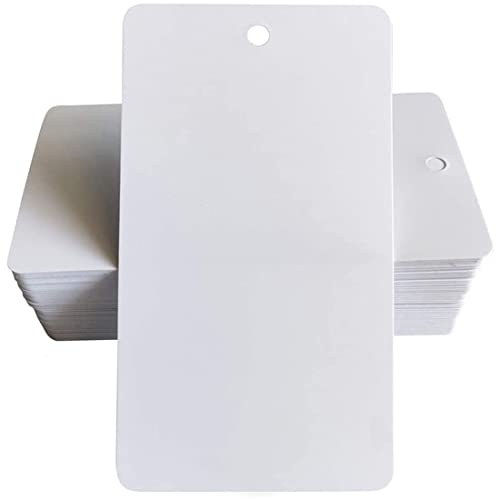 Ziyero Mini-pappersetiketter med hål hållbara rektangulära kraftpapperslappar, miljöskydd, för prislappar, DIY, album, presentdekorationer etc. - 300 st (vit)