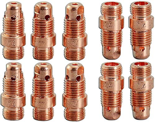 RIVERWELD WIG-Schweiß-Kurzspannzangenkörper 17CB20 2,4 mm 10 Stück | 3/32-Düse für PTA DB SR WP 17 18 26 WIG-Schweißbrenner