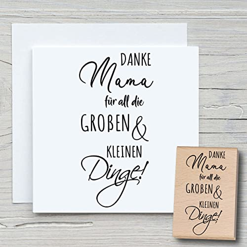 NEWSTAMPS Stempel Danke Mama Motivstempel groß aus Holz & Gummi zum Karten und Geschenke basteln, Holzstempel für Sprüche, Spruchstempel, Textstempel, Schrift, Scrapbook, Textilstempel, Deko