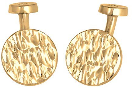 Kuzzoi Manschettenknöpfe für Herren Coin Design im gehämmerten Look, 925 Sterling Silber vergoldet, Cufflinks für das Hemd, Stilvolles Männer Geschenk für Hochzeit und Geburtstag