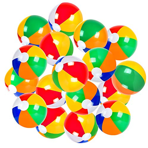 Coopay 30 Pack Inflatable Beach Balls Classic Rainbow Swimming Pool Ball Birthday Beach Party Decoration Summer Water Games Gifts 9 to 12 Inches from Inflated to Deflated