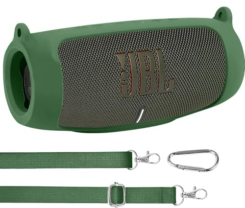 co2CREA Silicone Case for JBL Charge 5 WiFi and Bluetooth Speaker | Portable Ultra-light Protective Sleeve with Carabiner and Detachable Shoulder Strap