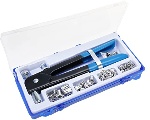 BOOMSTART 86pcs Rivet Nut Tool Kit Set Blind Rivet Nut Heavy Duty Hand Riveter Gun Kit Wrench Threaded Insert Rivet Nutsert M3/M4/M5/M6/M8