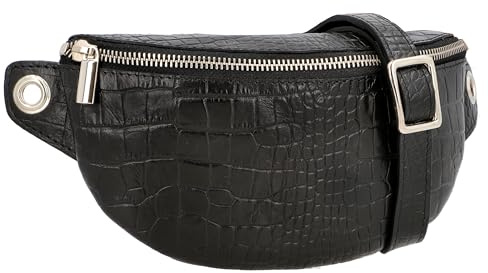 Gusti Leder Gürteltasche Damen Rosamonde I Bauchtasche Kroko Look I Schicke Crossbody Bag Damen mit verstellbarem Gürtel