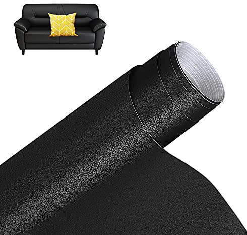 Toppe per Riparazione Autoadesive in Pelle PU 40 x 150 cm, Ecopelle Adesiva Toppa per Riparazione in Pelle per divani, sedili per auto, borse, giacche, sedili, artigianato fai-da-te, Nero