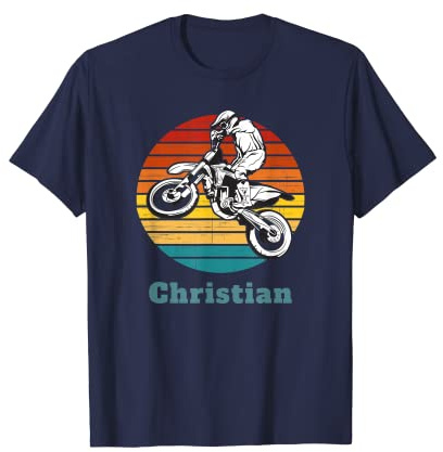 Christian Boy's Personalized Dirt Bike Motorbike Sunset T-Shirt