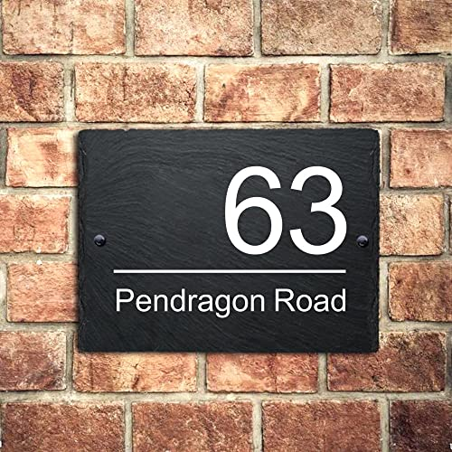 Slate House Signs Door Numbers Plaques for Wall Road Plate Plaque Rectangle Rustic Black Natural Slate Signs UV Printed plaques 20x15cm