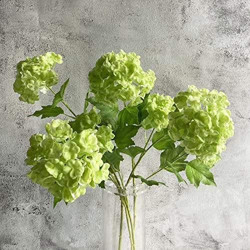 YalzoneMet RUZUQE - 4 Bolas de Nieve Artificiales de Viburnum de 26.8 Pulgadas de Largo, Color Verde, pequeña Hortensia, Flor de látex Realista al Tacto para decoración del hogar, Navidad, Mesa de