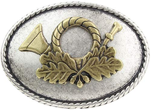 BELTINGER Gürtelschnalle Jagdhorn 4,0 cm | Buckle Wechselschließe Gürtelschließe 40mm Massiv | für Jagd-Outfit