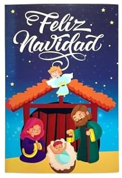 Antracita Tarjeta Navidad nacimiento desplegable postal navideña con nacimiento y reyes magos decoracion