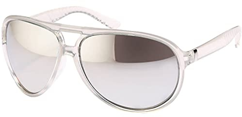 BEZLIT Damen Sonnenbrille Rundglas Piloten Designer Verspiegelt Brille 30419 Silber Schwarz Weiß