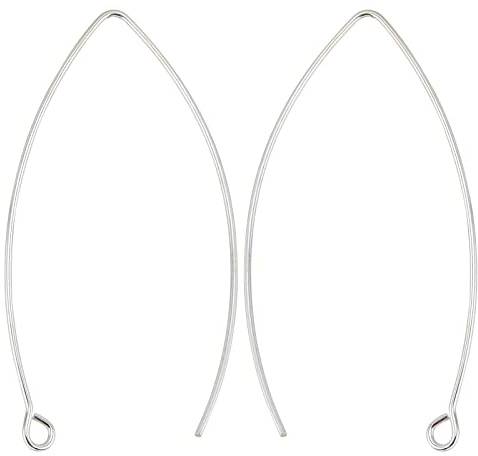 Beebeecraft 10 Stück 1 Box 925 Ohrhaken Aus Sterlingsilbe V-Form 37 mm Ohrhaken Zum Selbermachen (Draht 0.6 mm)