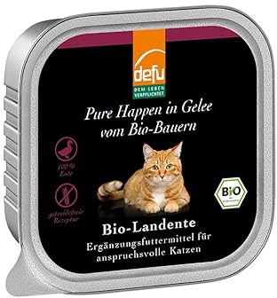 defu Katzenfutter | 16 x 100 g | Bio Landente Pure Happen in Gelee | Premium Bio Ergänzungsfuttermittel für Katzen