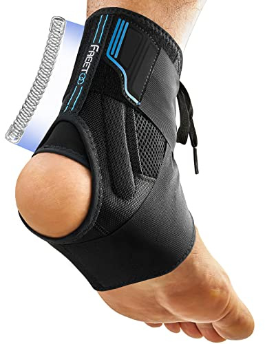 FREETOO Ankle Brace Maximum Metal Support for Men & Women, Compression Foot Support for Sprained Ankle, Plantar Fasciitis,Injury Recovery, Lace up Ankle Support for Running Volleyball Left/Right