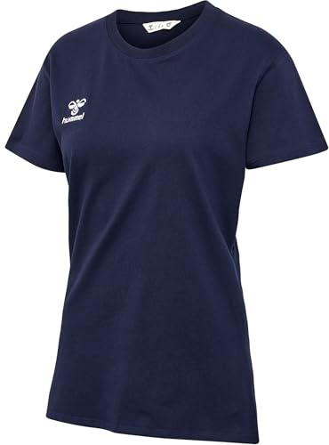 hummel GO 2.0 T-Shirt - Sportshirt Damen Kurzarm für Sport, Fitness & Freizeit - Basic-Shirt aus 100% Bio-Baumwolle - Dehnbares Material - Rundhalsausschnitt