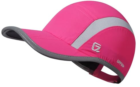 GADIEMKENSD Quick Dry Sports Hat Lightweight Breathable Soft Outdoor Run cap (Folding Series, Rose Red)