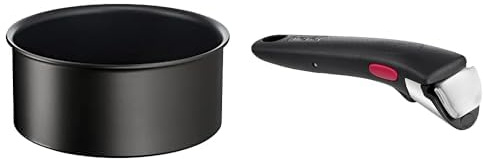 Tefal Ingenio Eco Resist Casserole 20 cm (3 L), Empilable, Induction, Antiadhésif sûr, Cuisson saine, Saisie parfaite, Fabriquée en France L3973002 & Ingenio Poignée amovible noire, Empilable