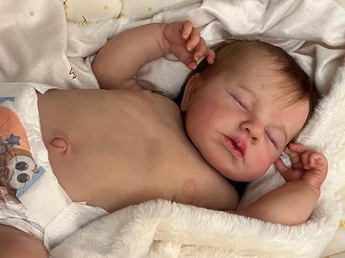 Anano Reborn Baby Junge 50CM Reborn Baby Vollsilikon Lebensecht Reborn Babypuppen Mit Haaren Babypuppe Weichkörper Silikon Baby Puppe Wie Echtes Baby Blaue Venen