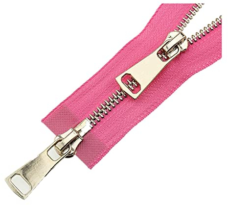 Nylon-Spiralreißverschlüsse Jackenreißverschlüsse, klobiger Reißverschluss, 5# Doppelschieber 60/70/80/90/100/120/150 cm Auto-Lock-Metall-Roségold-Reißverschlusszubehör Nähen Rot, 70 cm (Farbe: Rosa,