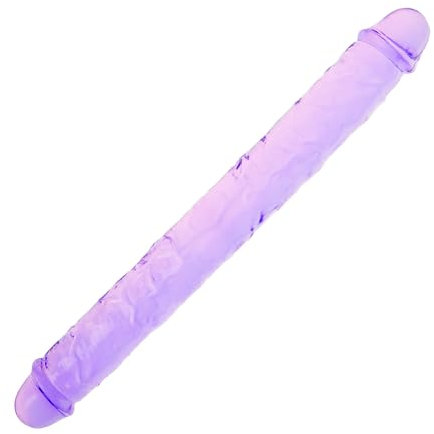 34cm Doble Dildo Cristal Gelatina Realista Anal Largo Consolador Pene Suave y Flexible con Venas y Glándulas Juguetes Sexuales Adultos Para Mujeres/Hombres/Lesbianas Púrpura