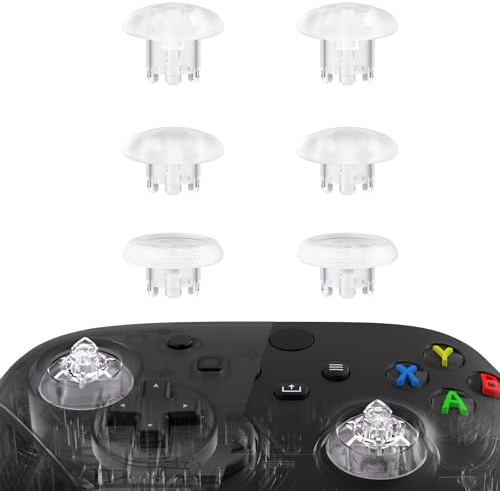 eXtremeRate Edge Joystick pour Xbox One S/X, Xbox Elite V1 Manette, pour Nintendo Switch Pro, 6 Joysticks Echangeables pour Xbox et Nintendo Switch Pro, Transparent