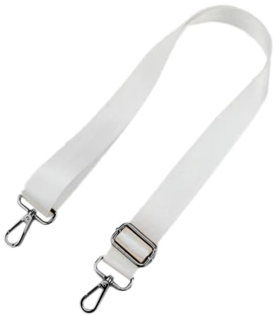 Whakano Taschengurt 3.8cm Breit für Damen Herren mit Karabiner,Verstellbarer 80-140cm Taschenriemen,Ersatz Schulterriemen Schultergurt,für Duffel Kameratasche Laptoptasche,Schwarze Schnalle,Weiß