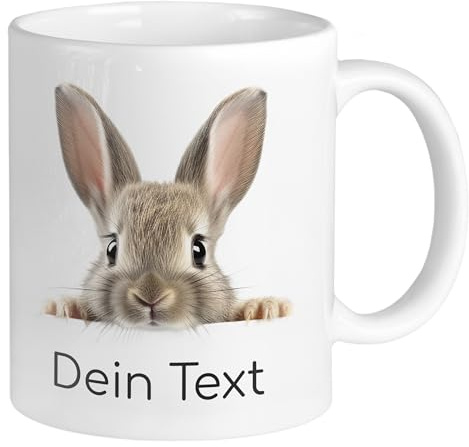 GRAZDesign Tasse Baby mit Name personalisiert, Namenstasse Geschenk für Mädchen und Jungen aus Keramik (Hase, 330ml)