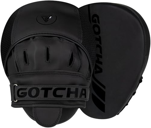GotchaKart Gebogene Boxpads für Erwachsene – Maya Hide Leder Focus Handschuhe, MMA Muay Thai Kickboxen Training Pads, Jab Target Handpolster, verstellbarer Riemen, belüftete Boxhandschuhe für Männer