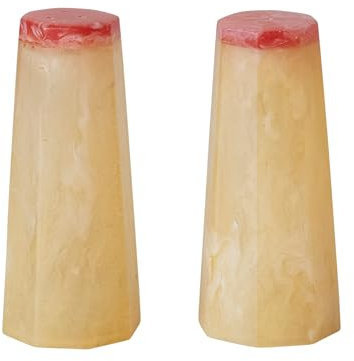 Creative Co-Op Lot de 2 salières et poivrières en résine 2 tons, orange marbré et rose, petit, multicolore