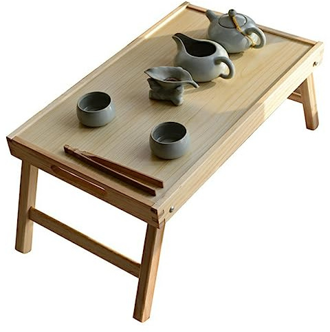 CAXUSD Plateau De Service Robuste en Bois Massif Bureau Portable pour Ordinateur Portable pour Le Thé Le Petit-déjeuner