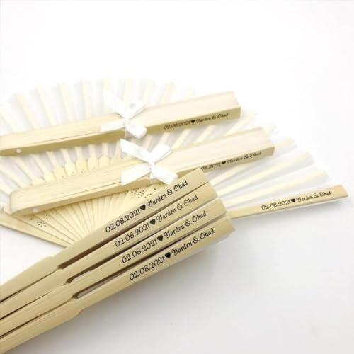 Personalisierte Namen Hochzeits Handfächer, Taschenfächer Faltfächer Faltbar Gastgeschenk Für Sommer Gelegenheiten, Party, Hochzeiten Im Freien, Wand Dekoration(30pcs)