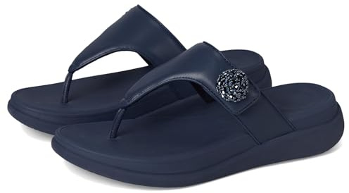 Fitflop dam F-mode GO BEADIE-knapp ADJ. Flatform T/P-sandaler, marinblå, 9 UK, Marinblått Xsp, 43 EU
