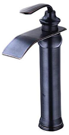 Generisch Badezimmerhahn,Hoher Waschtisch-Mischhahn, Wasserfall-Waschbeckenarmatur, Schwarz, antiker Badezimmerhahn, heißes und kaltes Messing, über dem Aufsatzwaschbecken, Einloch-Waschtischarmatur