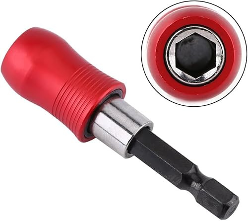 Red Bit Holder, 6.35mm Magnetic Screwdriver Bit Holder 1/4 Hex Shank Connection Rod Adapter Extension Bar 60mm for Electric Drill Screwdriver Connectors Screwdriver Accessories