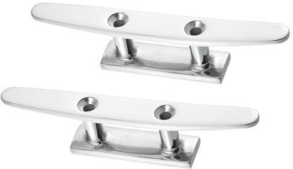 A ABSOPRO 2pcs 6 Stainless Steel Flagpole Cleat Hook Boat Deck Rope Cleats Item Replacement