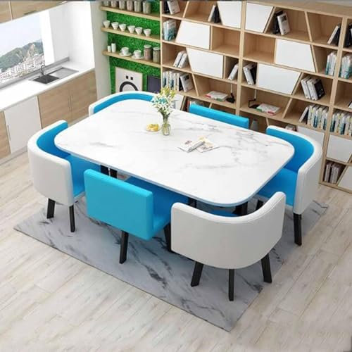 Runde Esstisch Set mit 6 Stühlen Moderne Möbel für Büro oder Konferenzraum Kleiner Küchentisch und Stühle für Lounge oder Wohnzimmer 7-teiliges Besprechungstisch Set