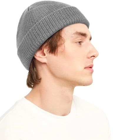 Kiiwah stickad mössa mössa, unisex, vikbar fiskarmössa mini trampmössa varm andningsbar avslappnad stil för män och kvinnor (grå), Grå, one size