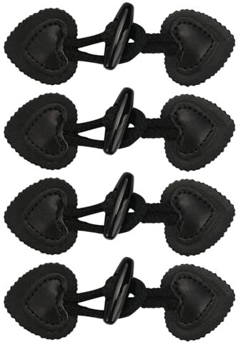 4 Paar Leder Horn Knebelverschlüsse, 11cm x 3.5cm Leder Knebelknopf Schwarz, Dufflecoat Verschluss Schwarz, Leder Knebelverschluss für DIY Handwerk Kleidung Nähen Dekoration Basteln Zubehör