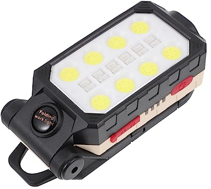 UKCOCO Wiederaufladbare LED Arbeitsleuchte mit USB Faltbares Design Abs Material und Batterieanzeige als Outdoor Campingleuchte und Notfalllampe für Jagd und Sturm